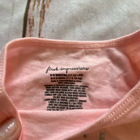 First Impressions infant Long Sleeve Shirt-'Cutie'-Pink-Size 6-9 Months-NWT - Picture 4 of 5